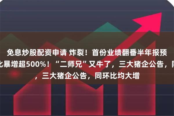 免息炒股配资申请 炸裂！首份业绩翻番半年报预告出炉，同比暴增超500%！“二师兄”又牛了，三大猪企公告，同环比均大增