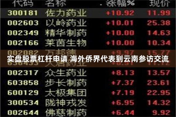 实盘股票杠杆申请 海外侨界代表到云南参访交流