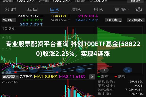 专业股票配资平台查询 科创100ETF基金(588220)收涨2.25%，实现4连涨