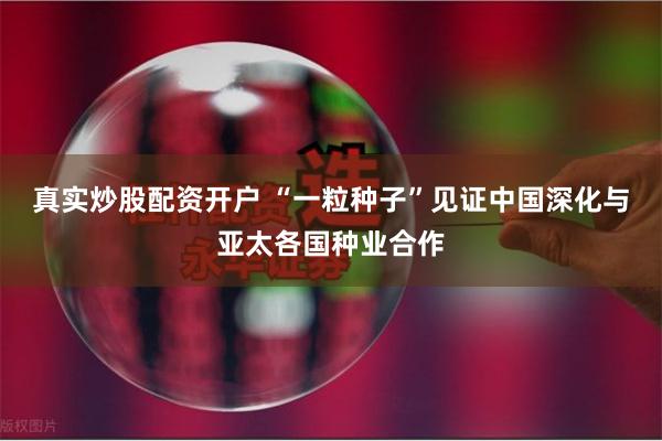 真实炒股配资开户 “一粒种子”见证中国深化与亚太各国种业合作