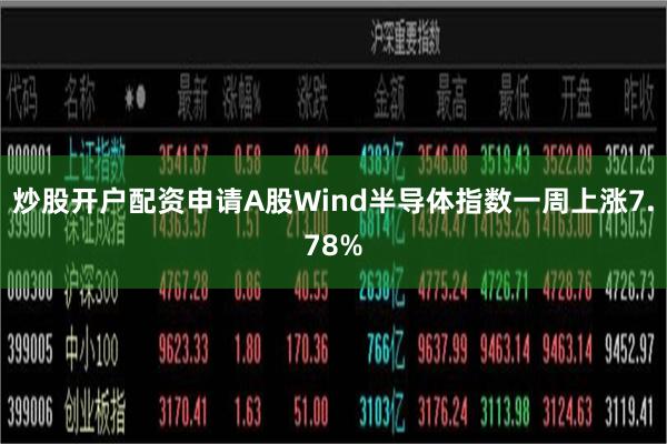 炒股开户配资申请A股Wind半导体指数一周上涨7.78%